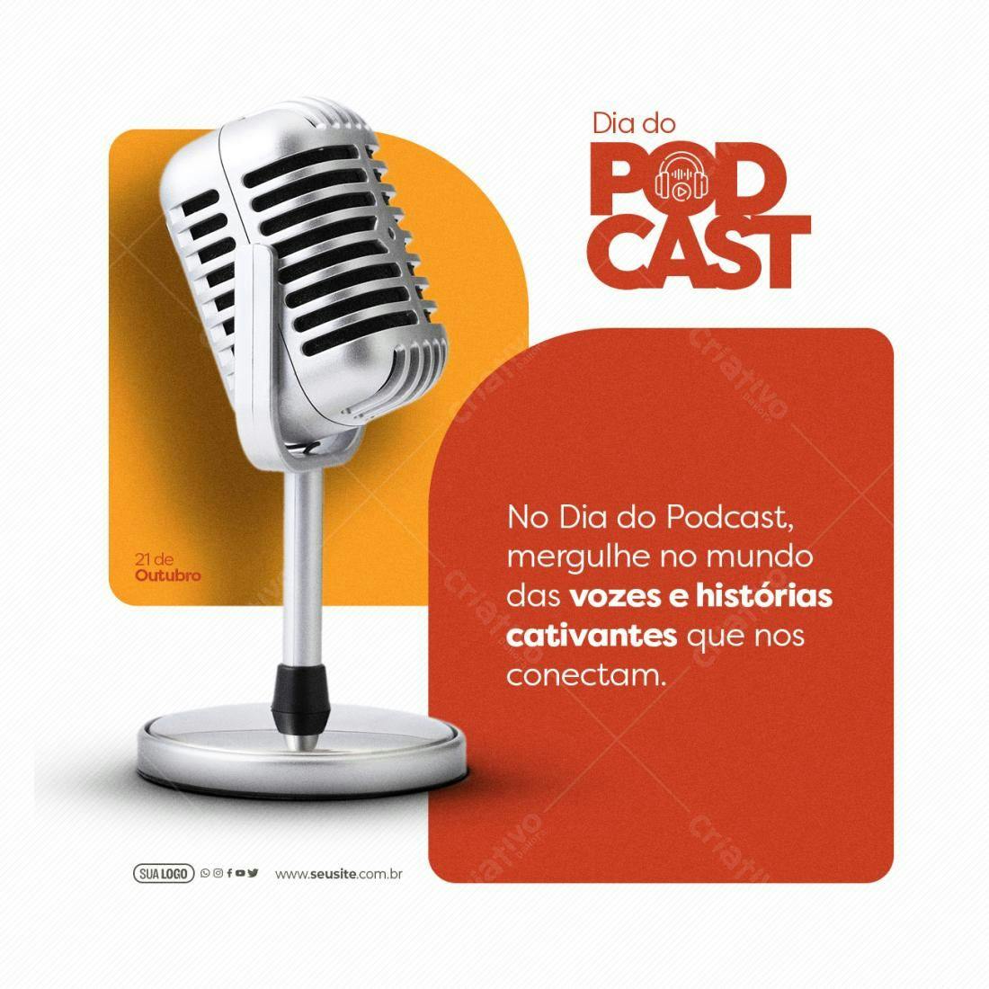 Post para o Dia do Podcast PSD Editável