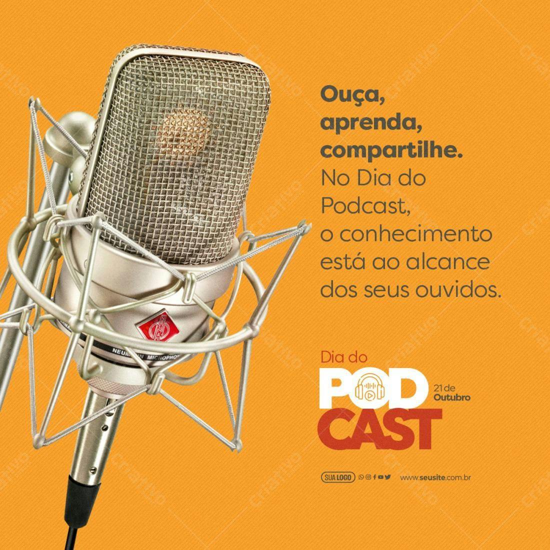 Flyer Dia do Podcast PSD Editável