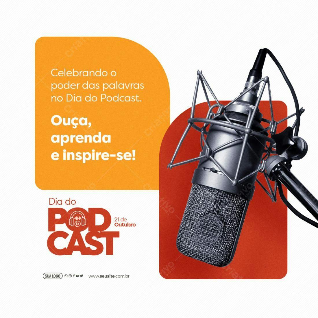 Flyer Dia do Podcast PSD Editável