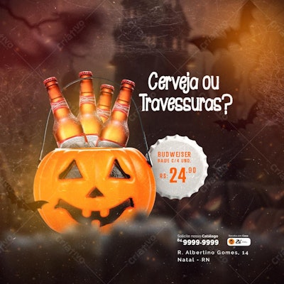 Flyer para Festa de Halloween com Cerveja PSD Editável