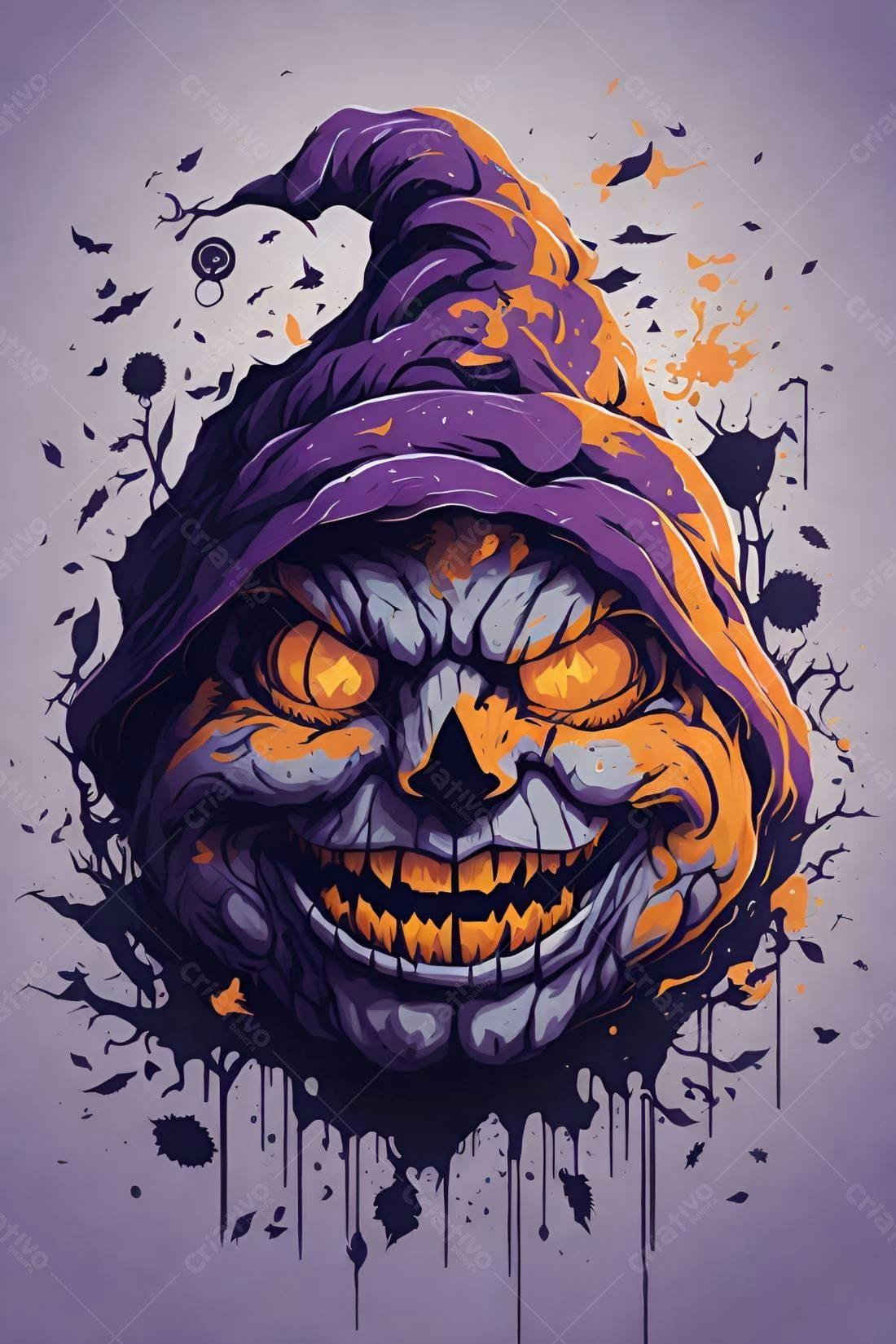 Abóbora Maligna com Capuz Roxo para o Halloween