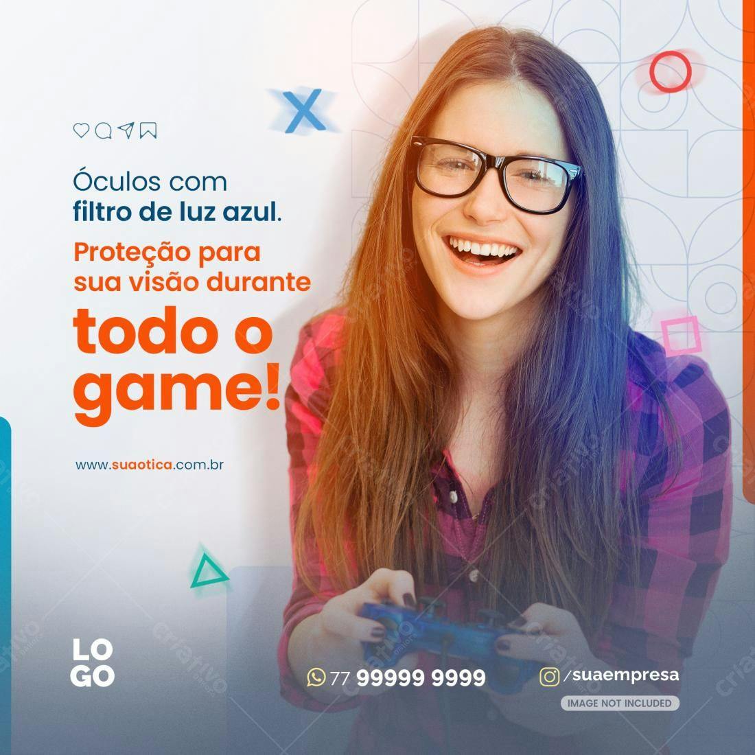 Post para Redes Sociais Óculos Gamer PSD Editável
