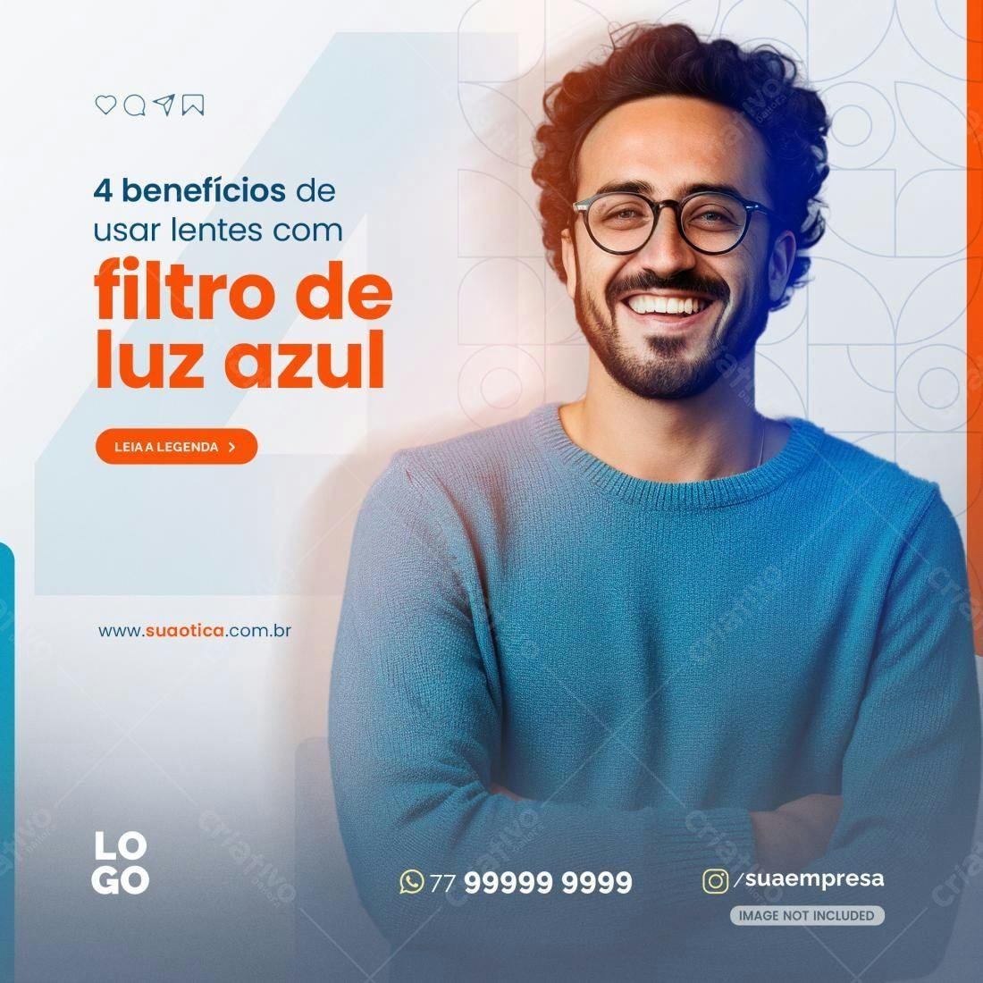 Post para Redes Sociais Ótica PSD Editável