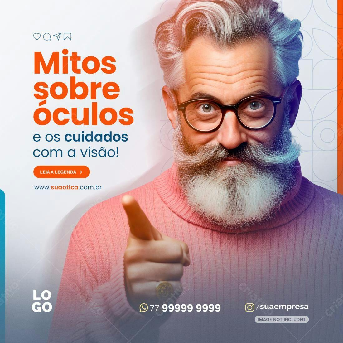 Post para Redes Sociais sobre Cuidados com a Visão PSD Editável