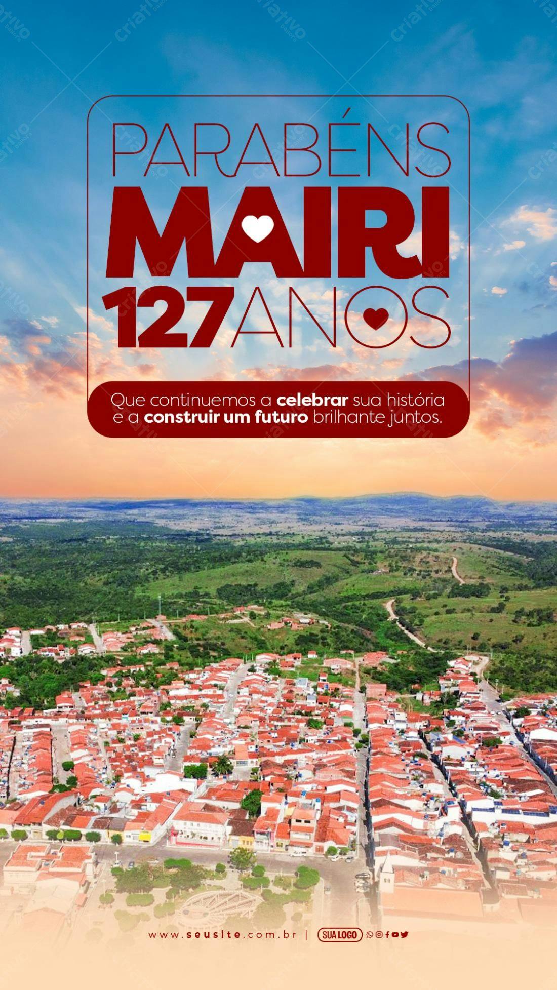 Flyer Aniversário 127 Anos Mairi PSD Editável