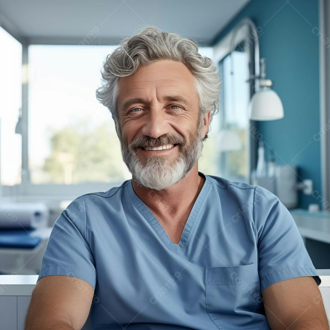 Médico sorridente em consultório médico