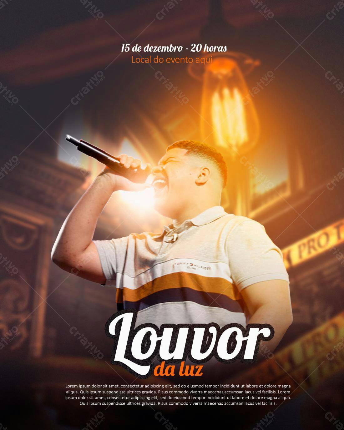 Flyer para Louvor da Luz PSD Editável