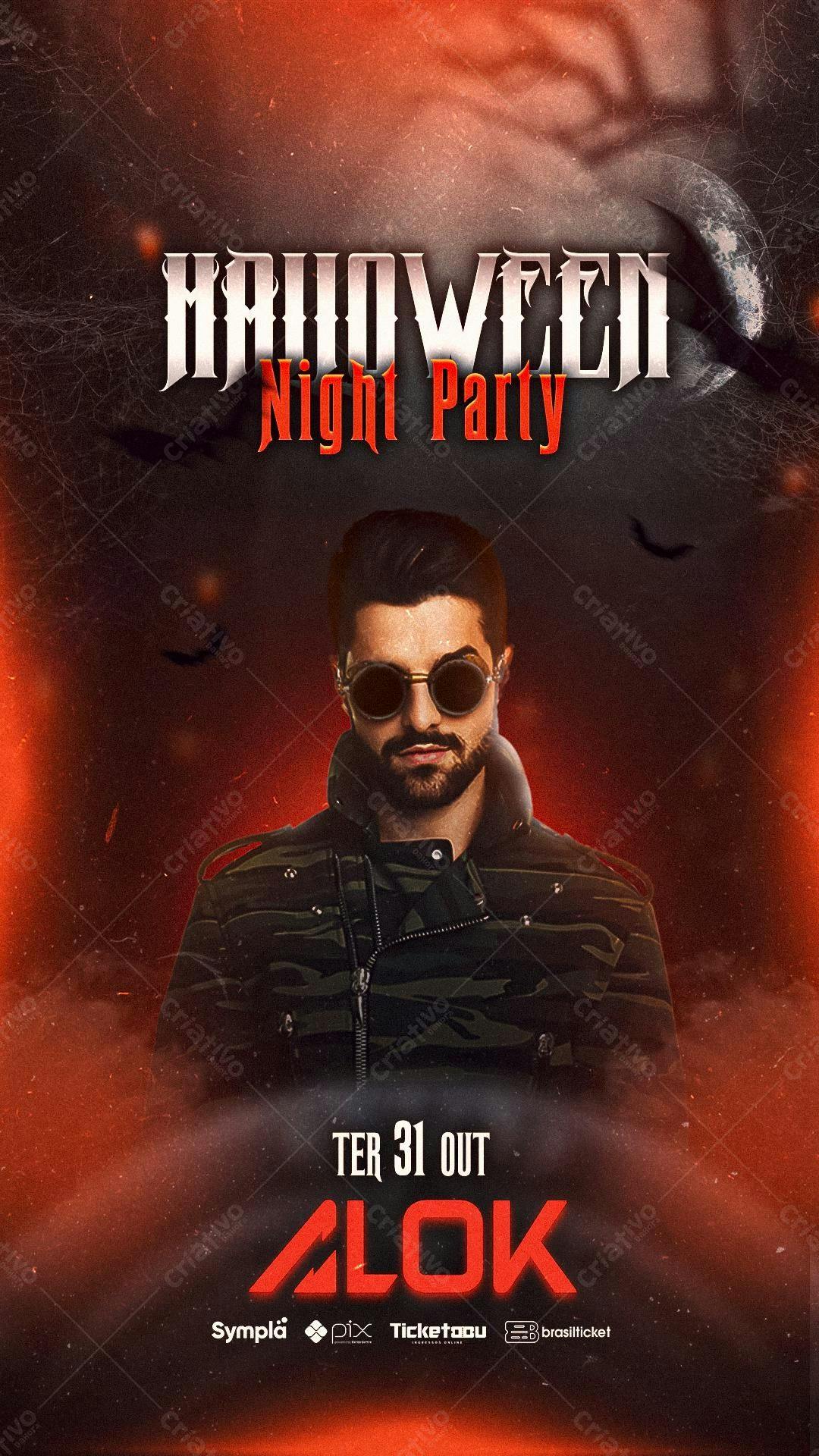 Flyer Festa Halloween com Alok PSD Editável