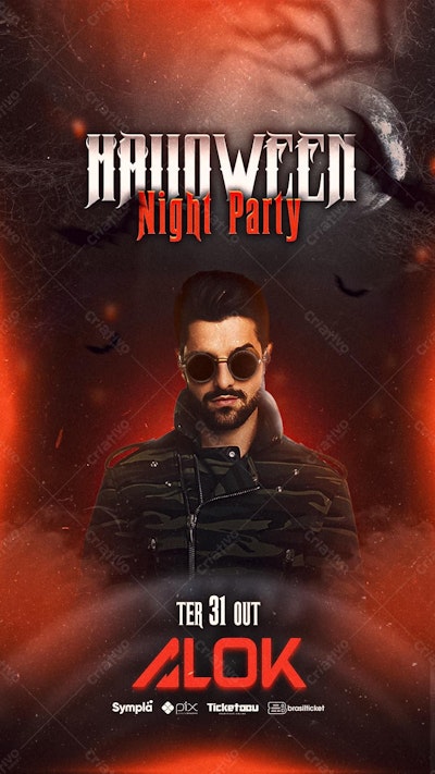 Flyer Festa Halloween com Alok PSD Editável
