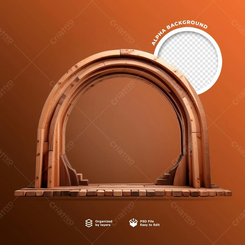 Arco De Madeira Rustica 3D Para Composição 2