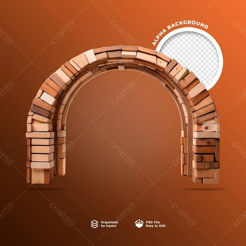 Arco De Madeira Rustica 3D Para Composição