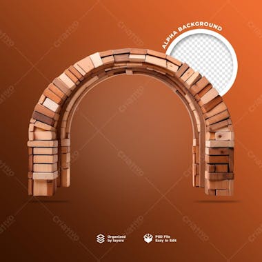 Arco de madeira rustica 3d para composição