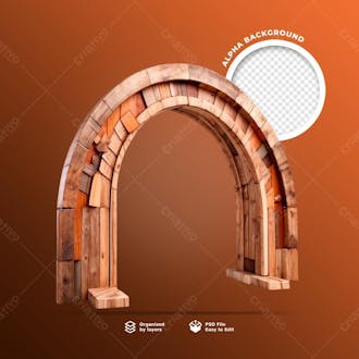 Arco de madeira rustica 3d para composição 4