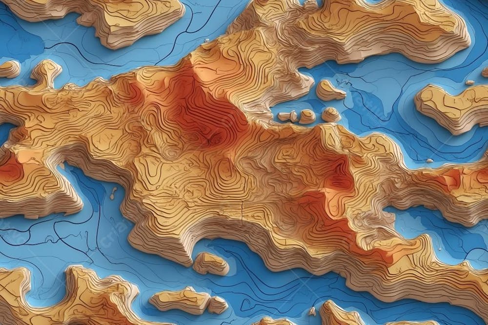 Ilustração De Mapa Topográfico Topografia Com Linhas De Contorno Geográficas Mapa Antigo