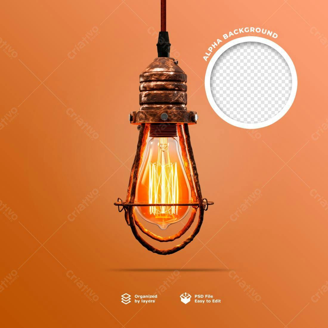 Mockup de Lâmpada Vintage PSD Editável