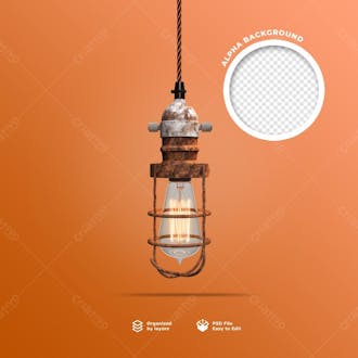 Elemento 3d de uma lampada rustica em psd