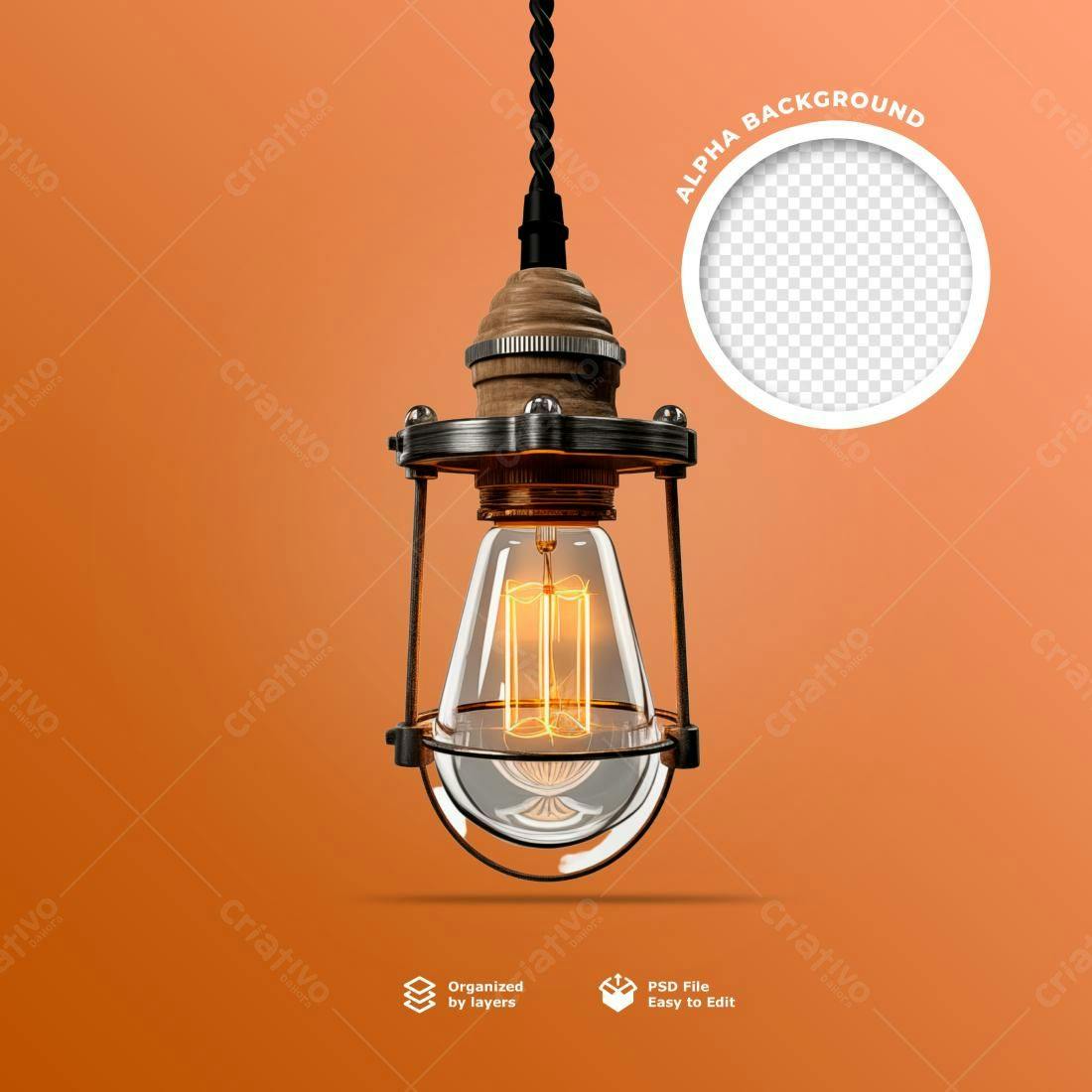 Mockup de Lâmpada Vintage PSD Editável