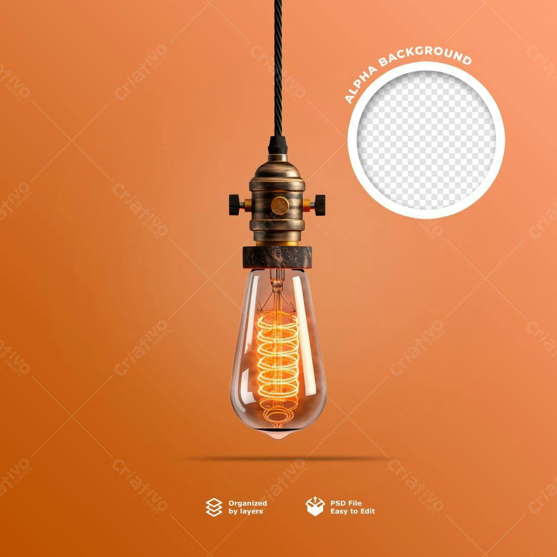Mockup Lâmpada Vintage para Loja de Decoração PSD Editável