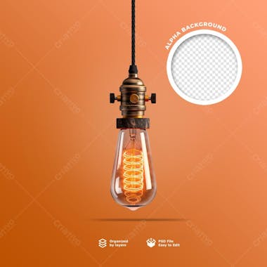 Elemento 3d de uma lampada rustica em psd