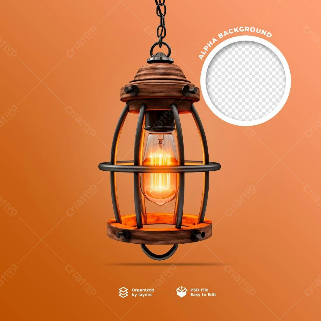 Mockup de Luminária Vintage PSD Editável
