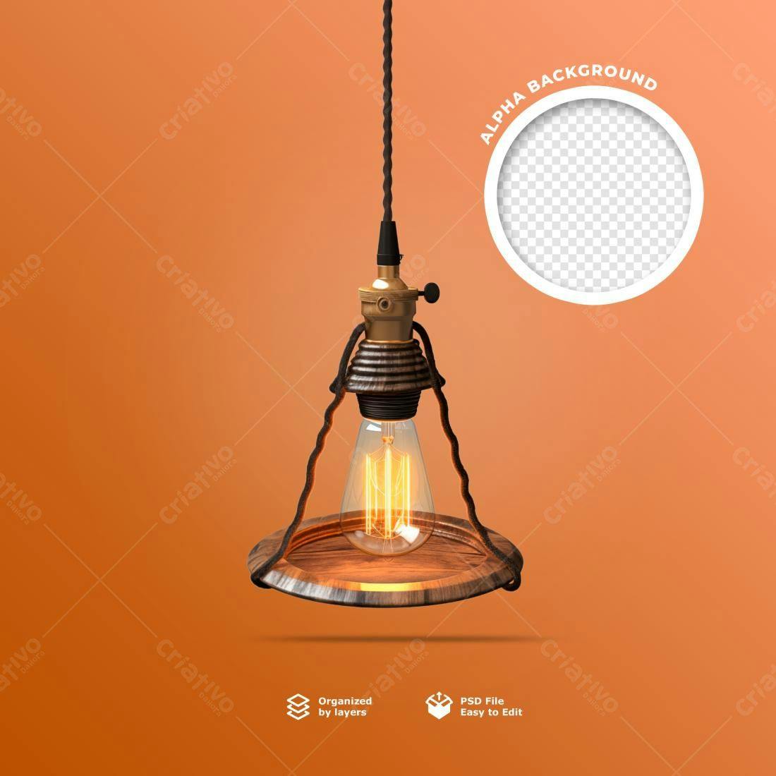 Mockup de Lâmpada Vintage PSD Editável