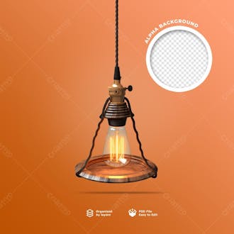 Elemento 3d de uma lampada rustica em psd