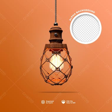 Elemento 3d de uma lampada rustica em psd