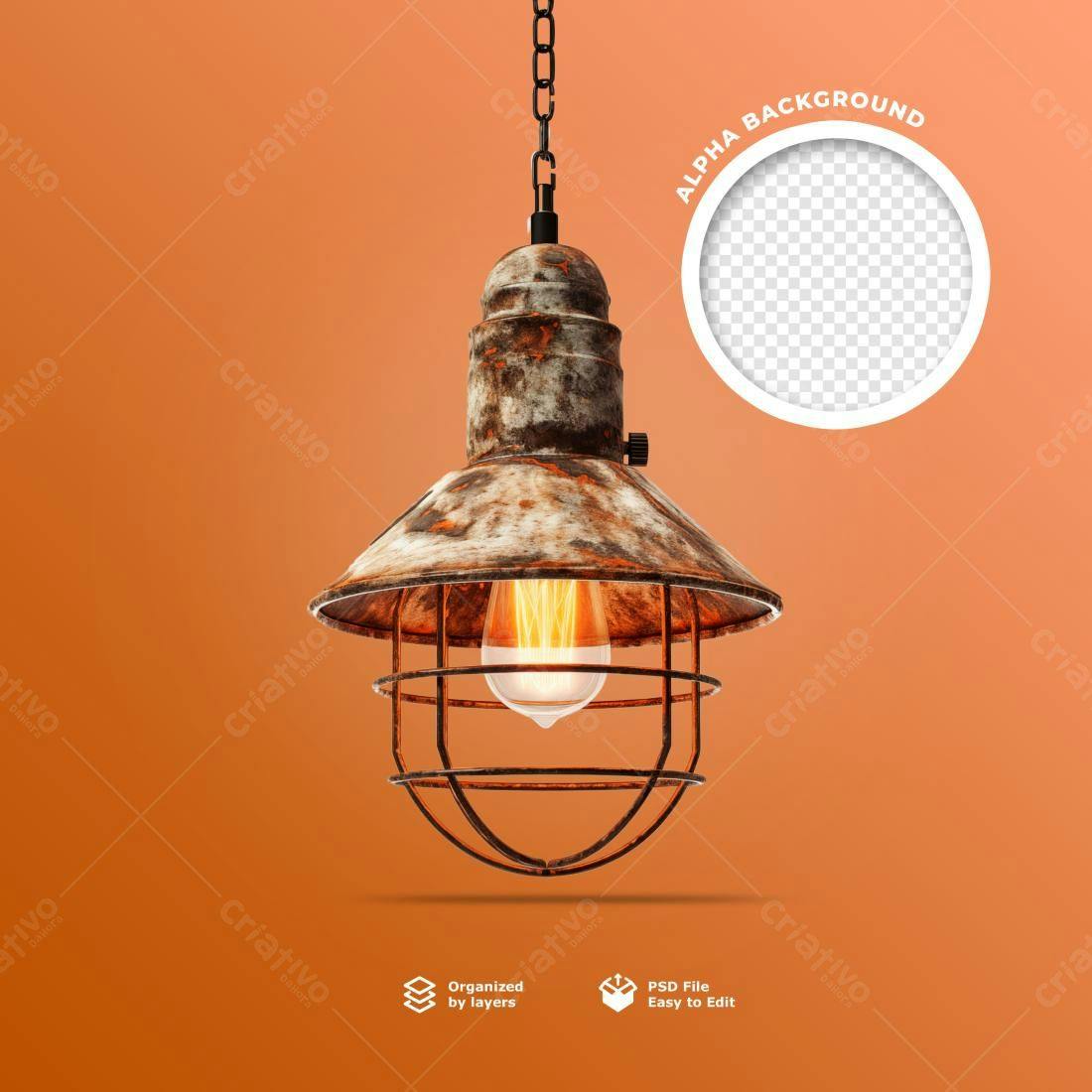 Mockup de Luminária Industrial Vintage PSD Editável