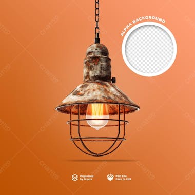 Elemento 3d de uma lampada rustica em psd