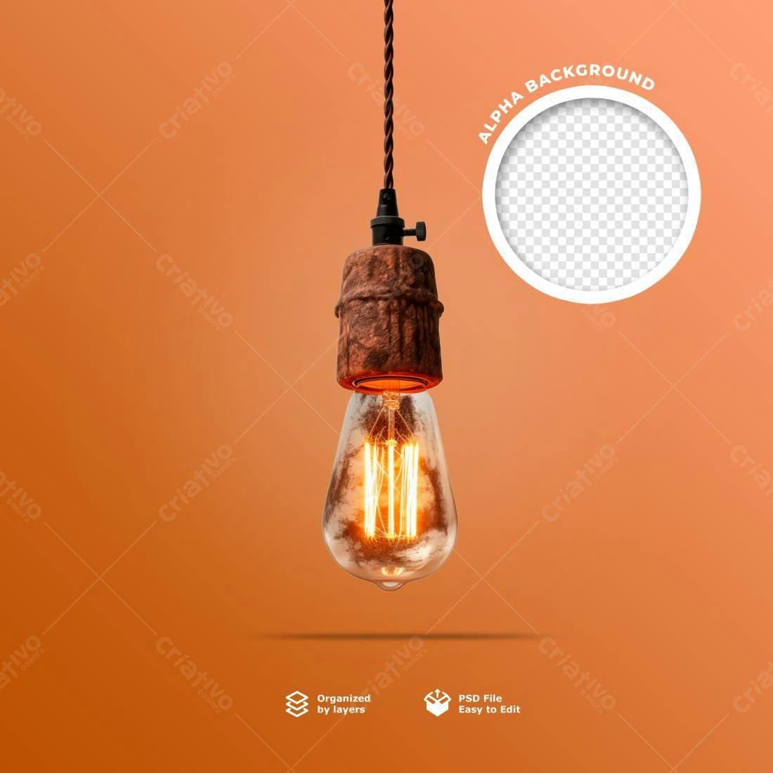 Mockup Lâmpada Vintage PSD Editável