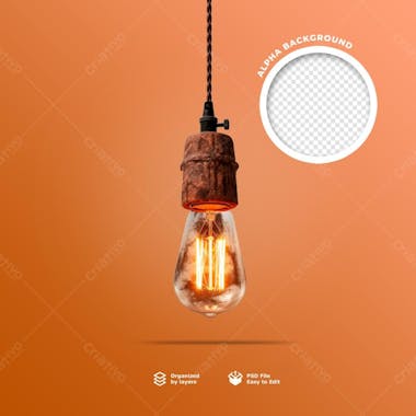 Elemento 3d de uma lampada rustica em psd