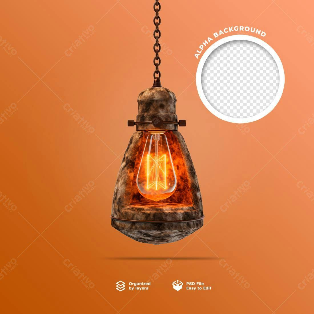 Mockup de Lâmpada Vintage PSD Editável