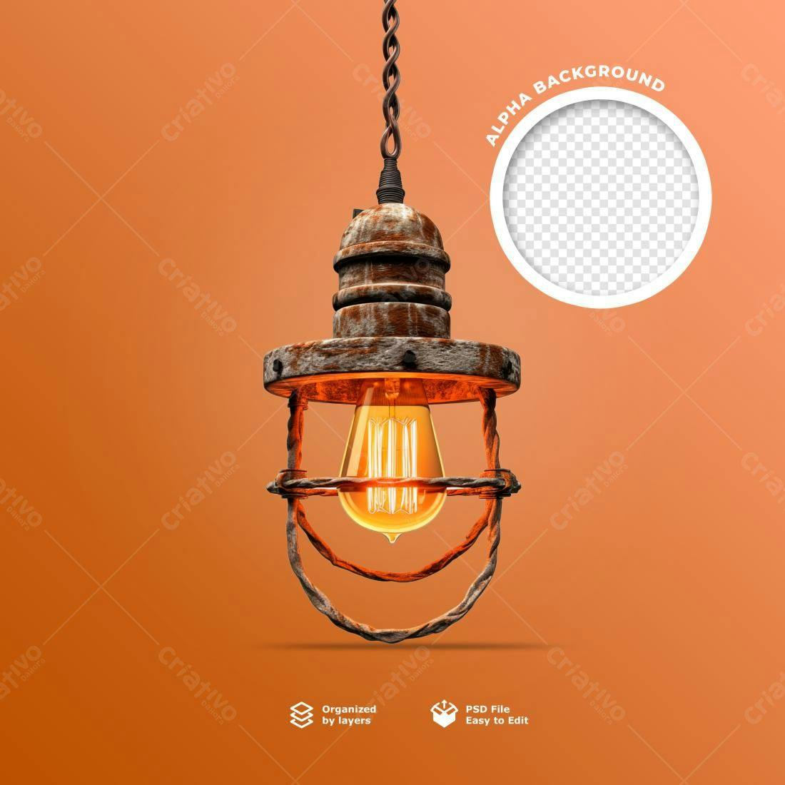 Banner com Lâmpada Vintage PSD Editável