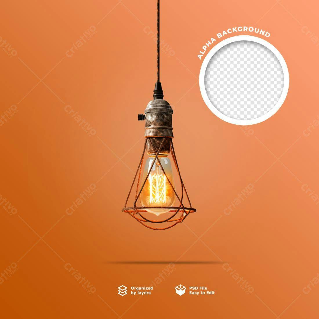 Mockup Lâmpada Vintage PSD Editável
