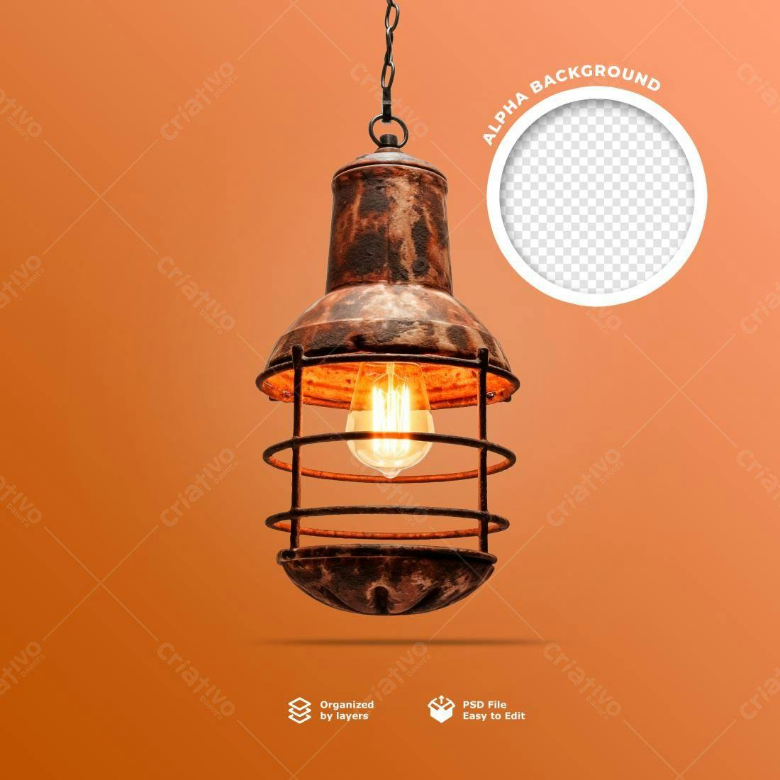 Mockup de Luminária Industrial Vintage PSD Editável