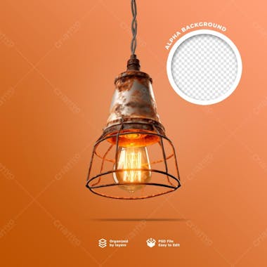 Elemento 3d de uma lampada rustica em psd