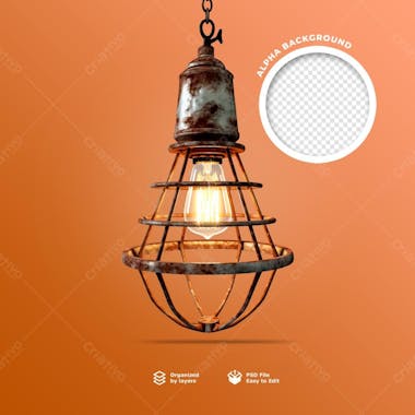 Elemento 3d de uma lampada rustica em psd