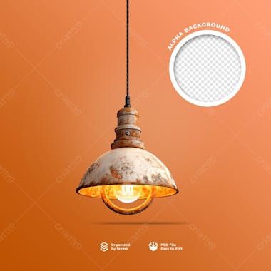 Elemento 3d de uma lampada rustica em psd