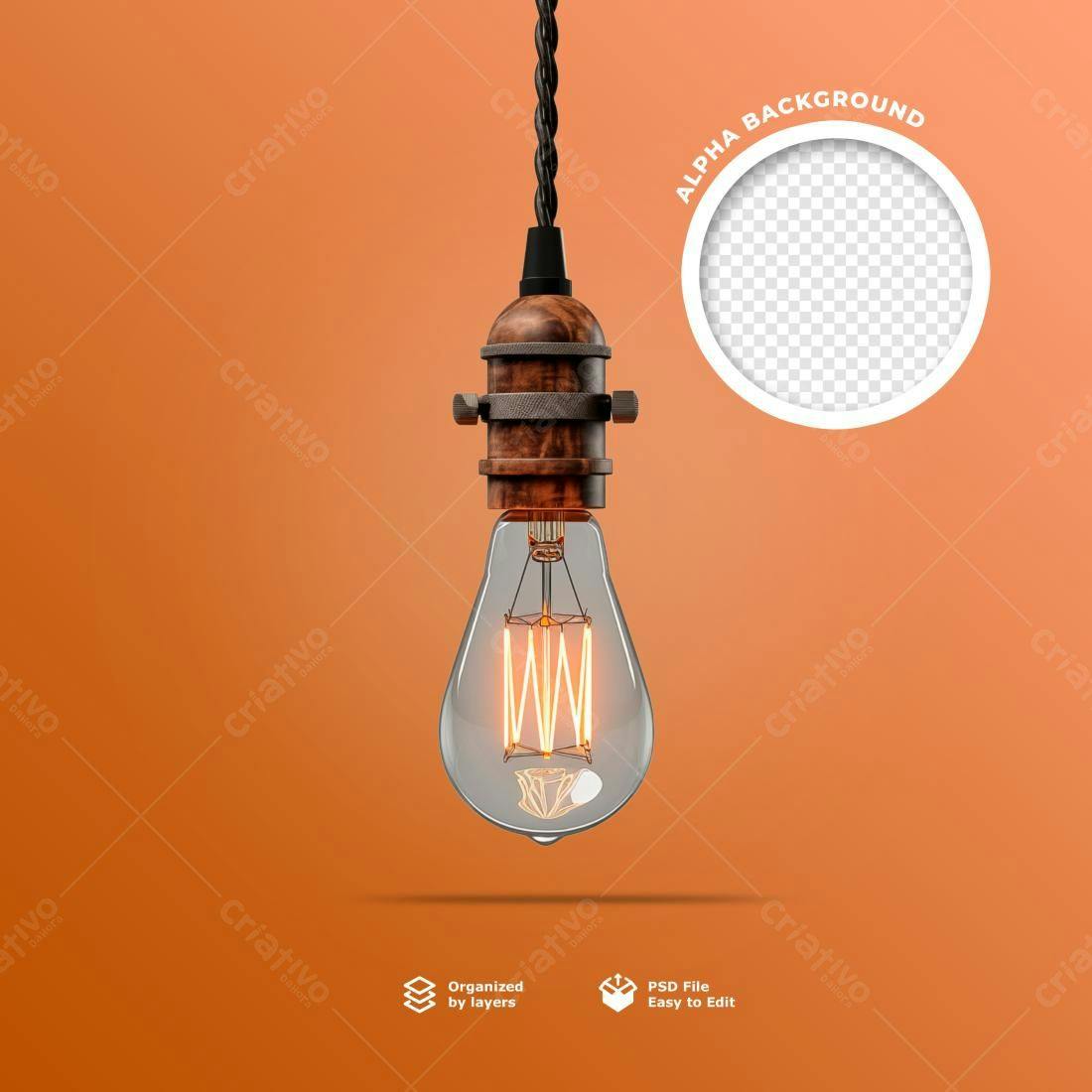 Mockup Lâmpada Vintage PSD Editável