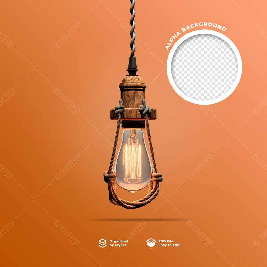 Banner com Lâmpada Vintage PSD Editável