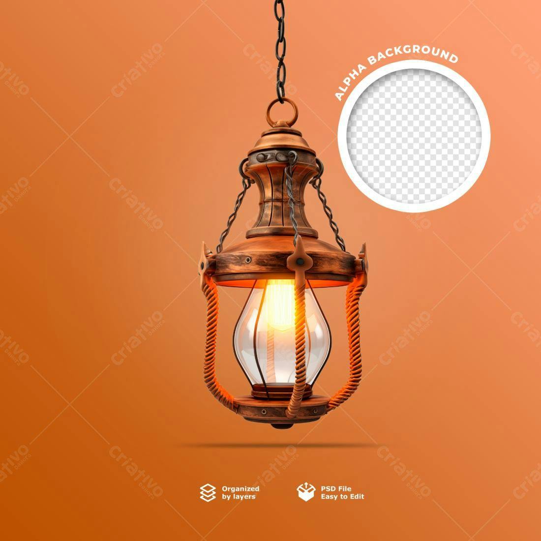 Mockup de Luminária Vintage para Divulgação PSD Editável