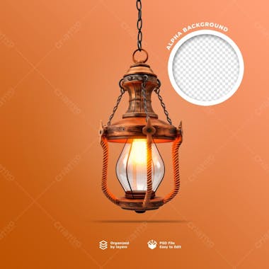 Elemento 3d de uma lampada rustica em psd