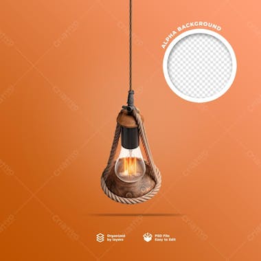 Elemento 3d de uma lampada rustica em psd