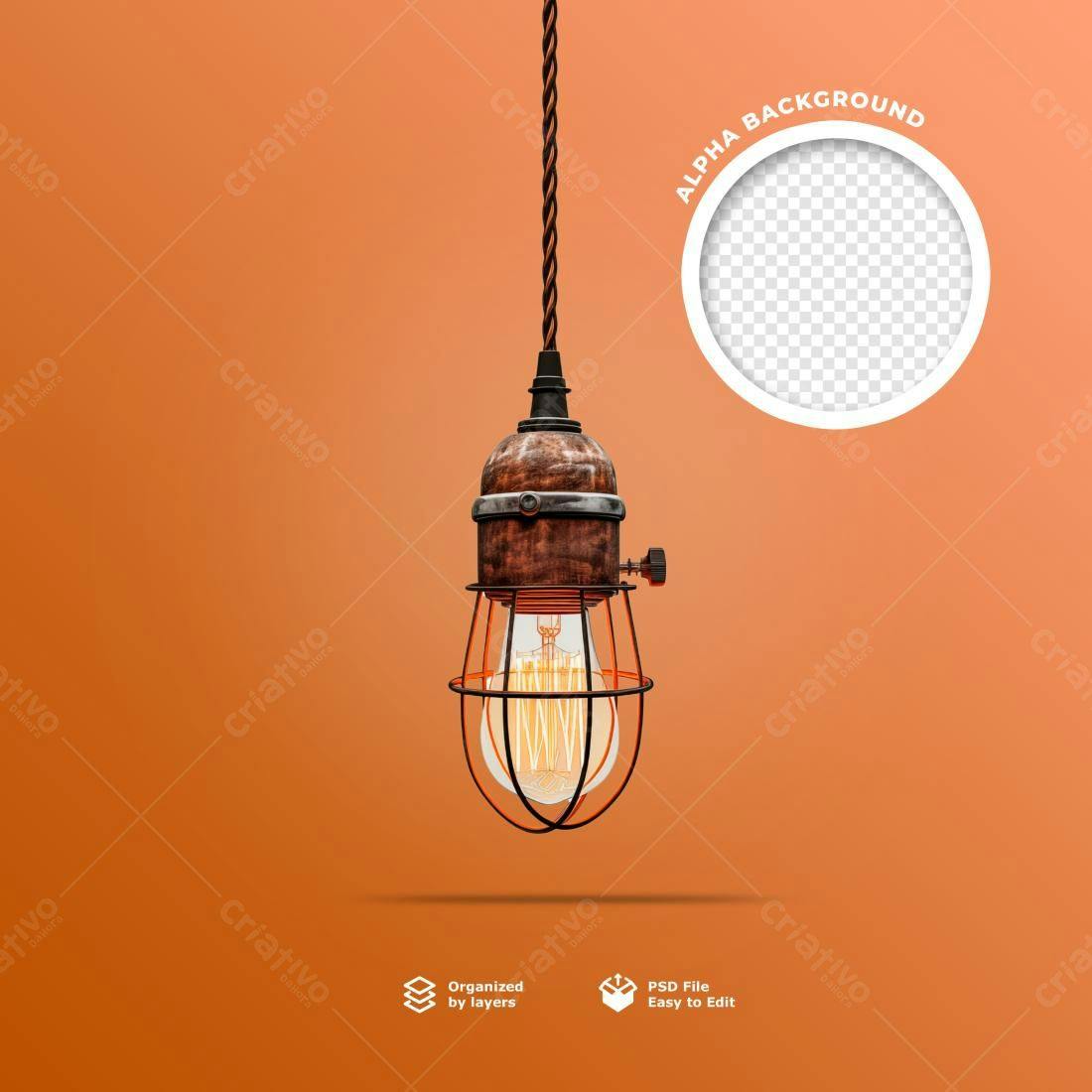 Mockup de Lâmpada Vintage PSD Editável