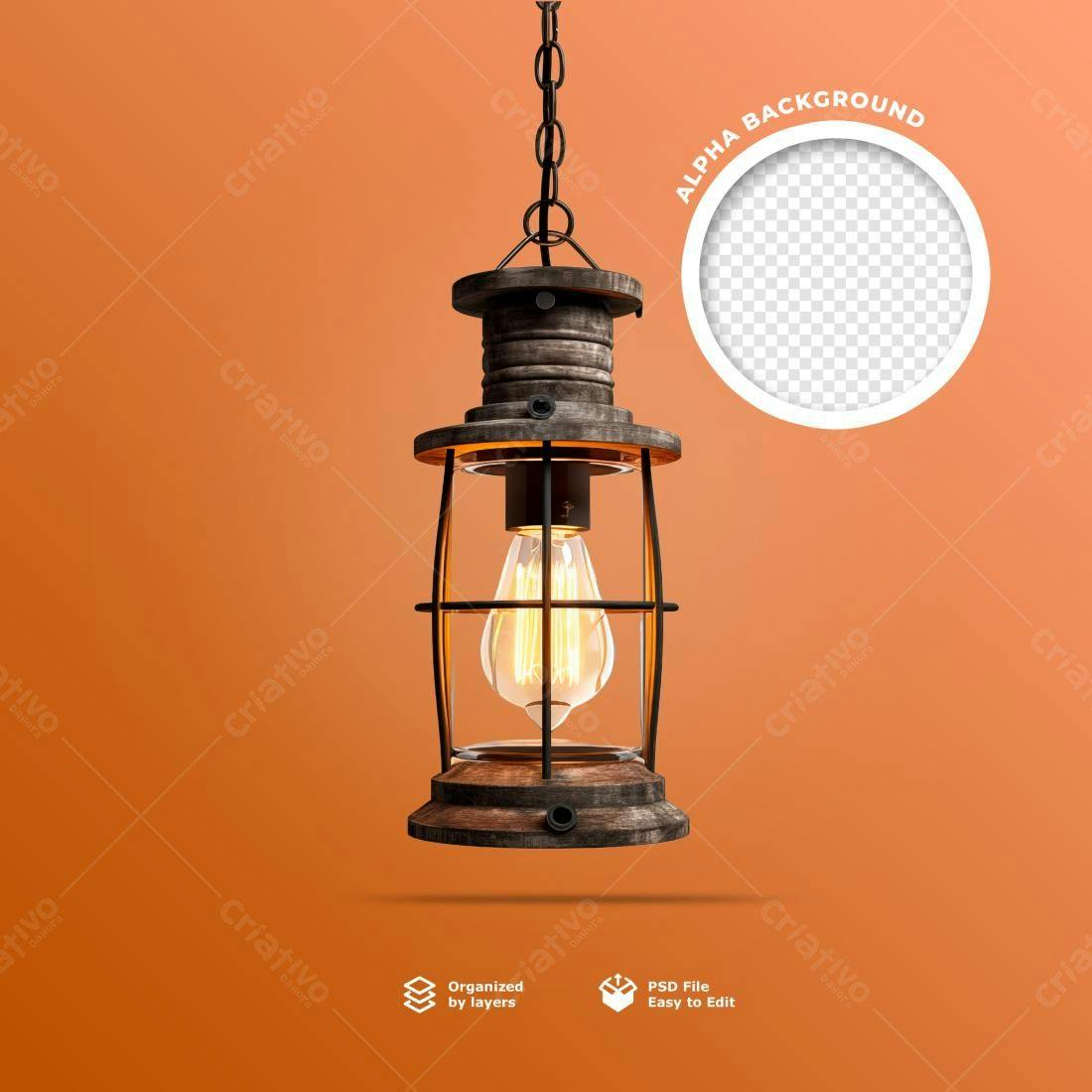 Mockup de Luminária Vintage PSD Editável