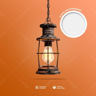 Elemento 3d de uma lampada rustica em psd