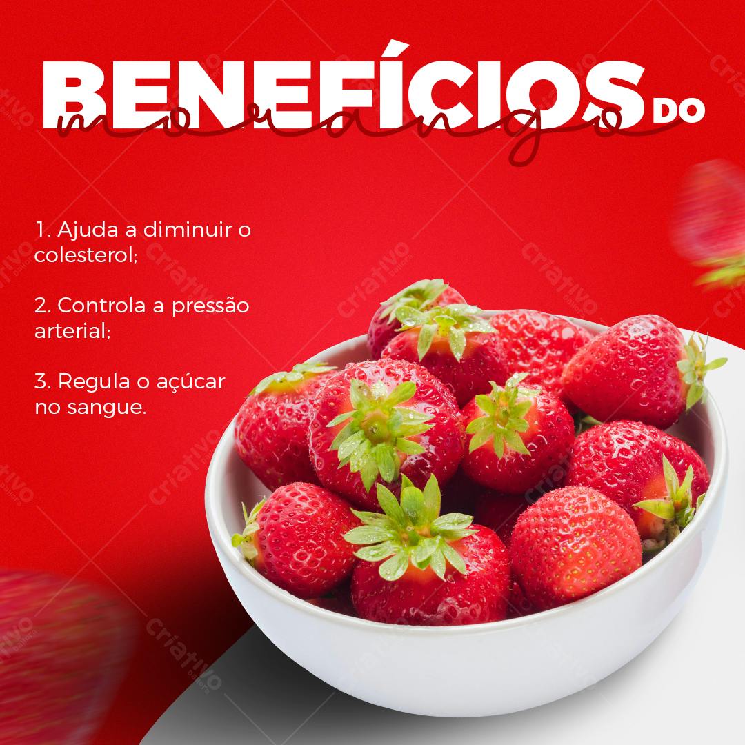 Post para Redes Sociais Sobre Morangos PSD Editável