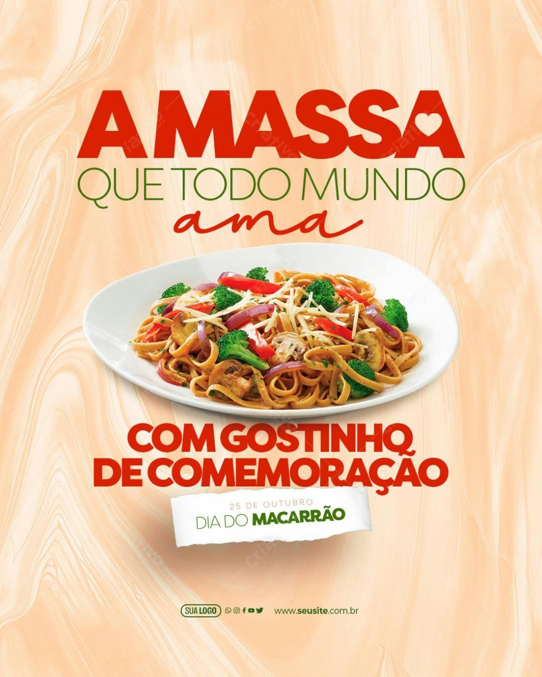 Flyer Dia do Macarrão PSD Editável