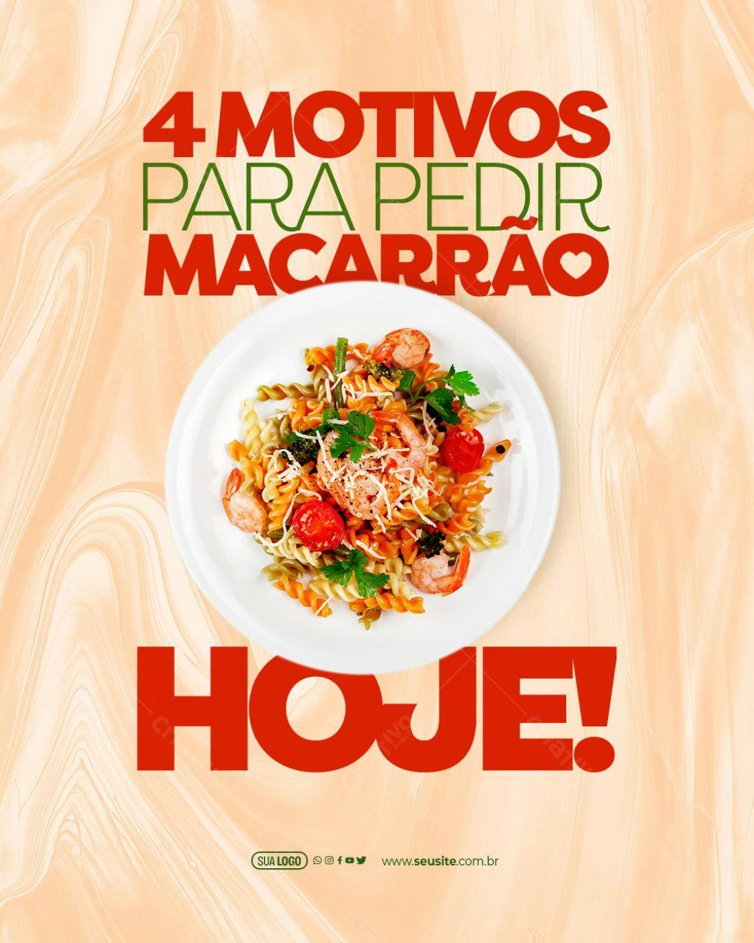 Flyer para Pedido de Macarrão PSD Editável