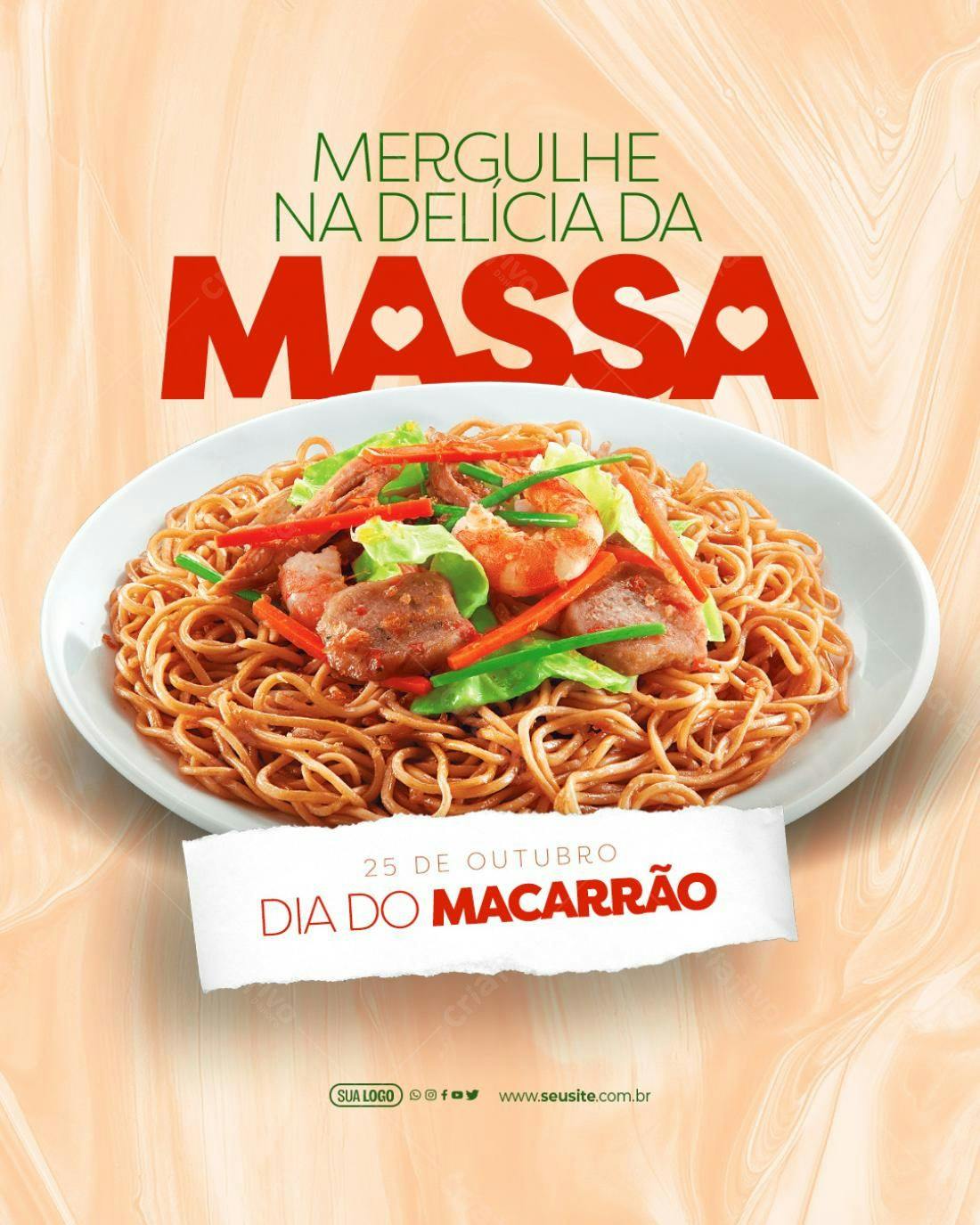 Flyer Dia do Macarrão PSD Editável